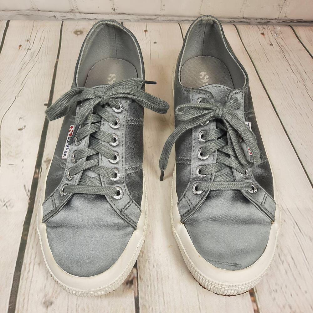 Superga‎ Sneakers Metallic Gray Satin Men's Size 6.5 Women's Size 8